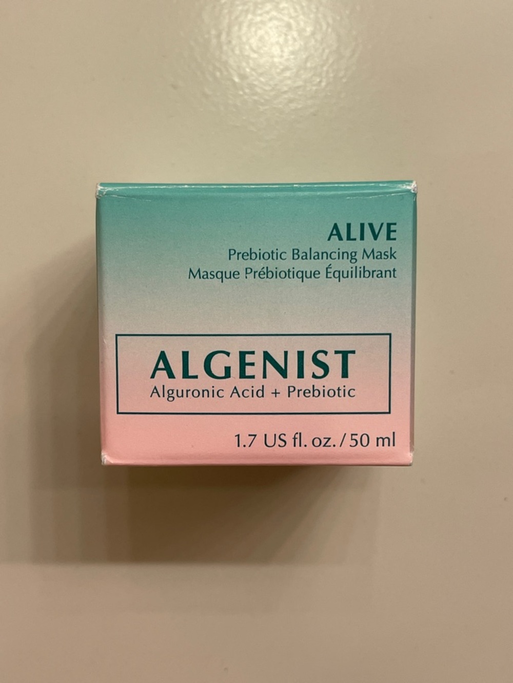 Algenist Prebiotic Balancing Mask - Teal & Pink Gradient Packaging